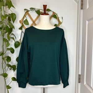 BANANA REPUBLIC Green Balloon Bubble Sleeve Top